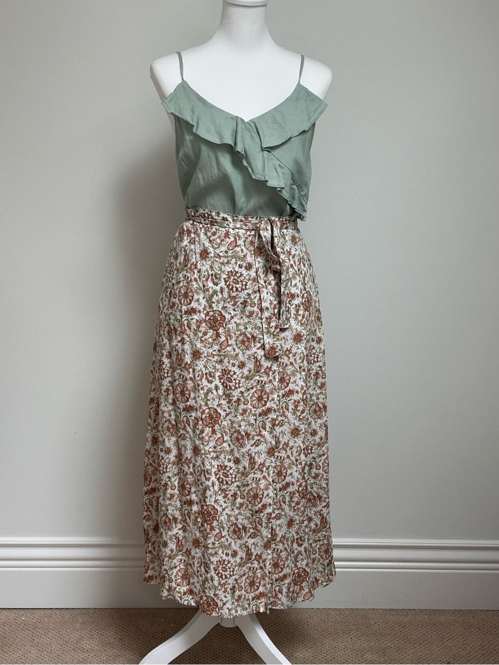 Wrap Printed Midi Skirt M